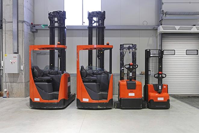 a forklift operator loading crates onto a delivery truck