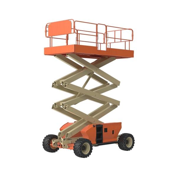 we offer a variety of scissor lifts, including electric, diesel, and rough terrain models